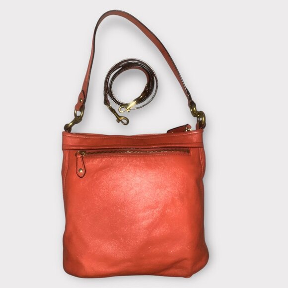 Coach Ashley Leather Hobo F20114 Coral Leather Brass Convertible Shoulder Bag - Picture 5 of 8
